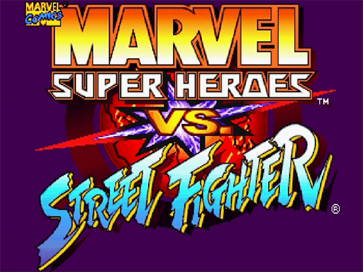 Marvel Super Heroes vs. Street Fighter title screen for Sega Saturn